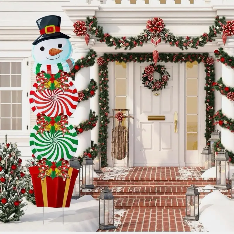 Outdoor Christmas Decorations 51in Candy Xmas Yard Stakes Signs String LED Light