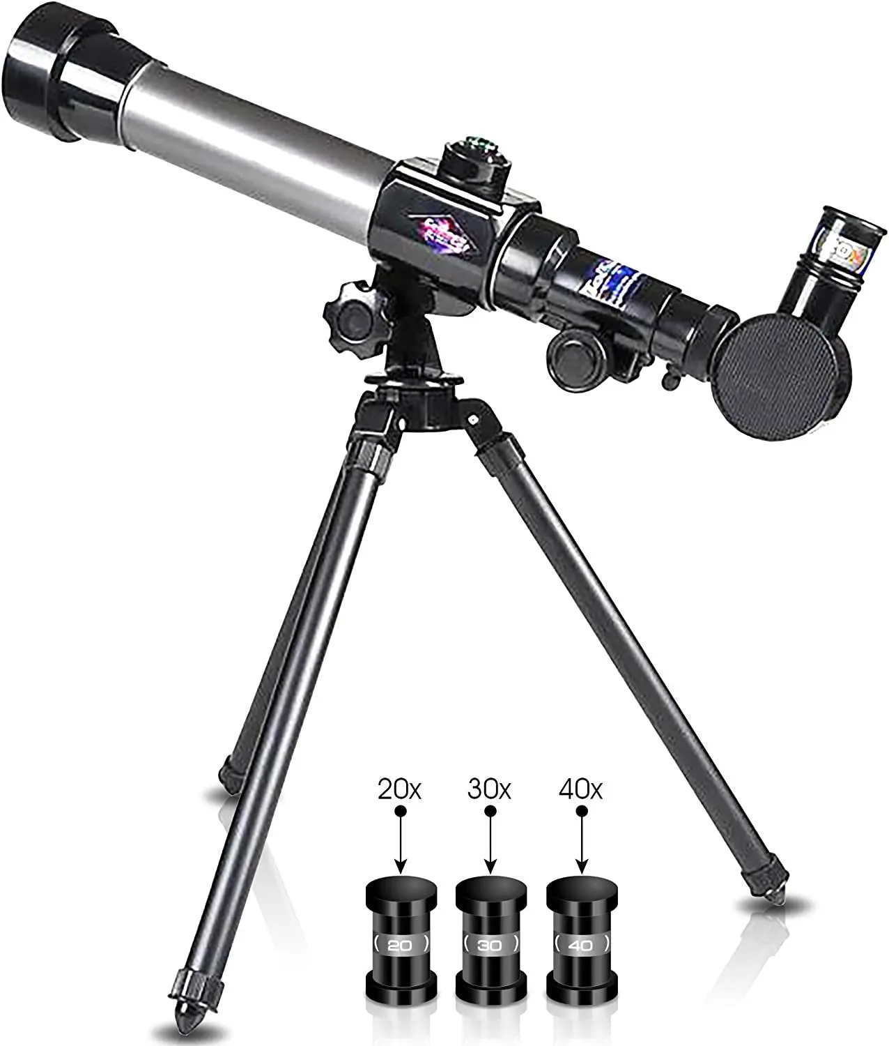 Astronomy Telescope Learning Tool for Starters - 20x, 30x, 40x Eyepieces, Simple Controls, Tabletop Tripod Stand