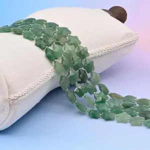 Green Aventurine 5 Pointed Faceted Star Beads Size 14mm Jewelry Making 15.5 Inch Strand