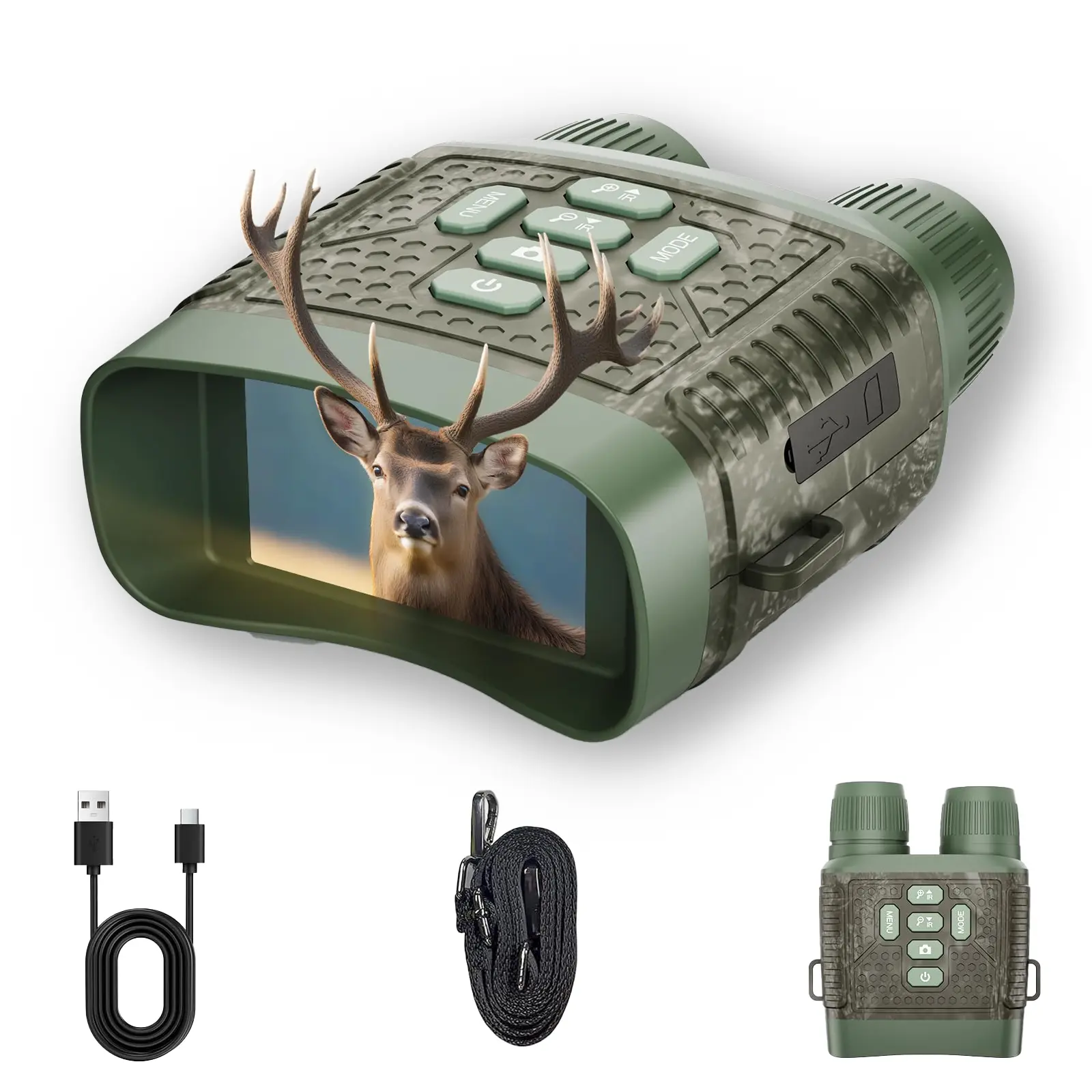 2.5K Night Vision Binoculars Goggles, 6X Digital Zoom, 3" HD Screen, 7-Level Adjustable Infrared, Low Light Enhancement, 2000mAh Rechargeable Battery, Photo & Video Recording for Hunting
