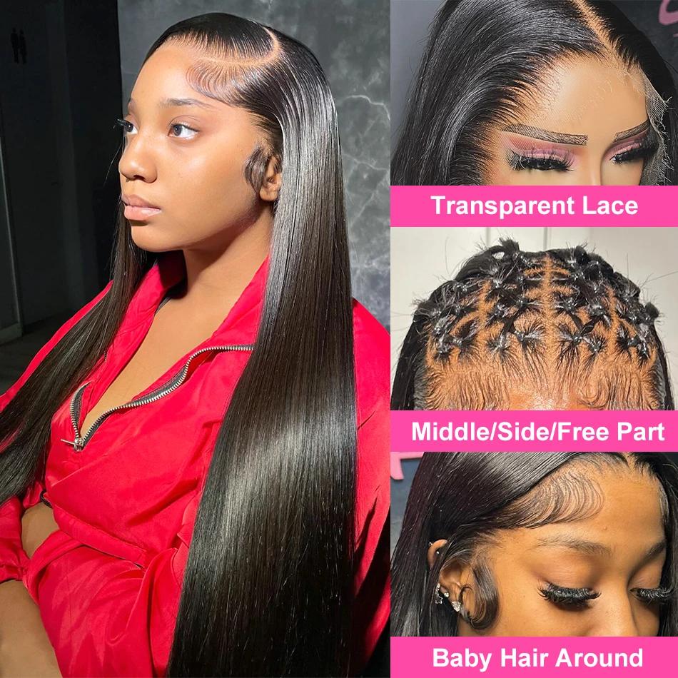 Bling Hair 34 36 Inch 180 Density Bone Straight 13X6 Hd Lace Frontal Wigs Human Hair 13X4 Transparent Lace Front Pre Plucked 360 Lace Wigs For Women