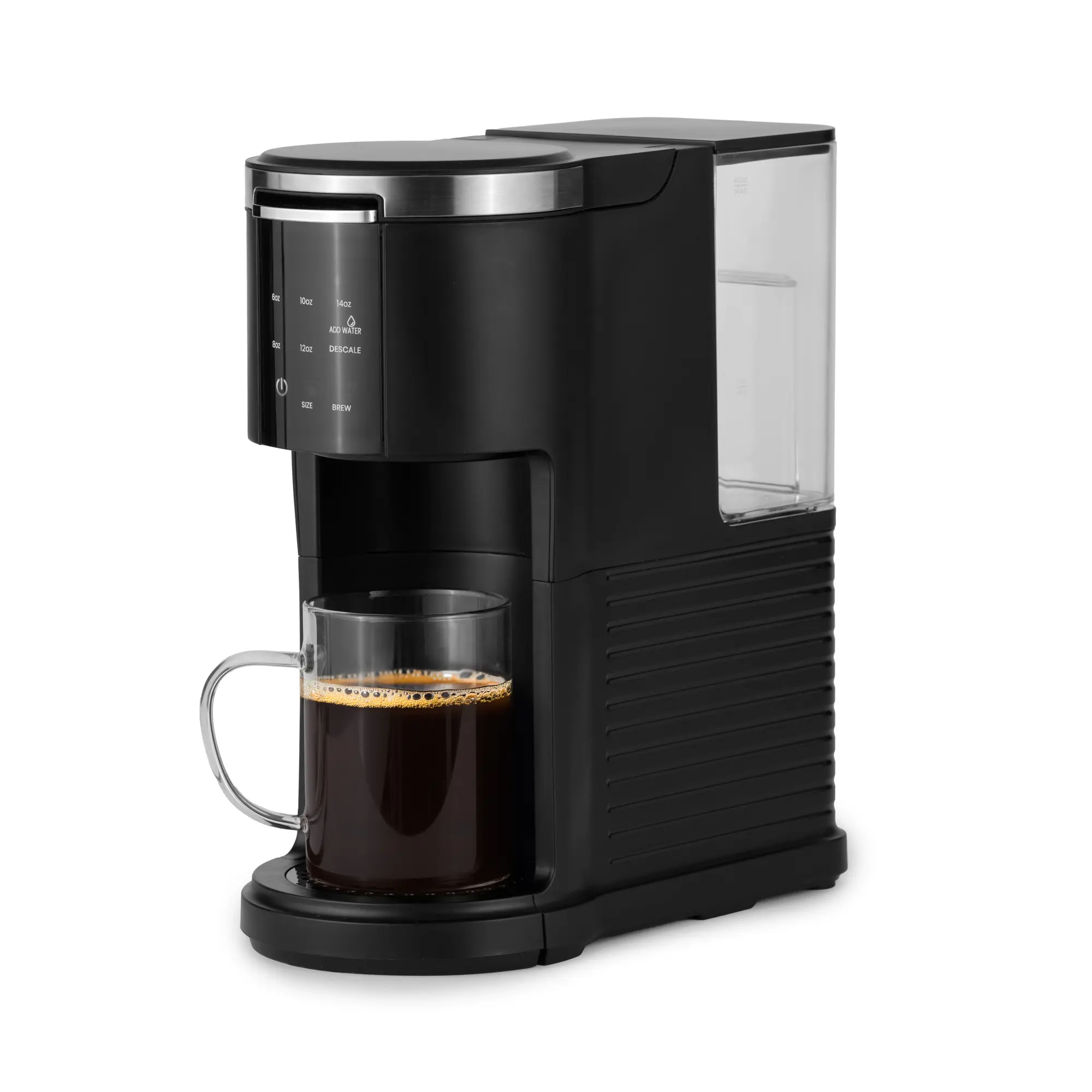 COWSAR Single Serve Coffee Maker 2-in-1 with Touch Screen & 40 oz Water Tank for K-Cup Capsules or Ground Coffee Black Quick Brew Time Intuitive Design Travel Mug Friendly