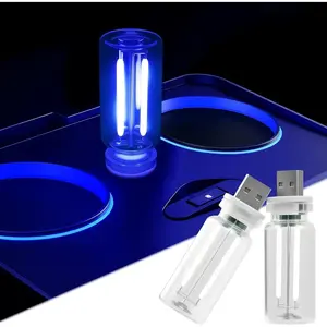 2 PCS Car USB Night Light Bulb, Touch Dimmable Car Interior Ambient Lights, Portable Mini USB Retro Glass Bottle Lamp Decorations for Vehicle, Bedroom, Hallway, Camping cute room decor