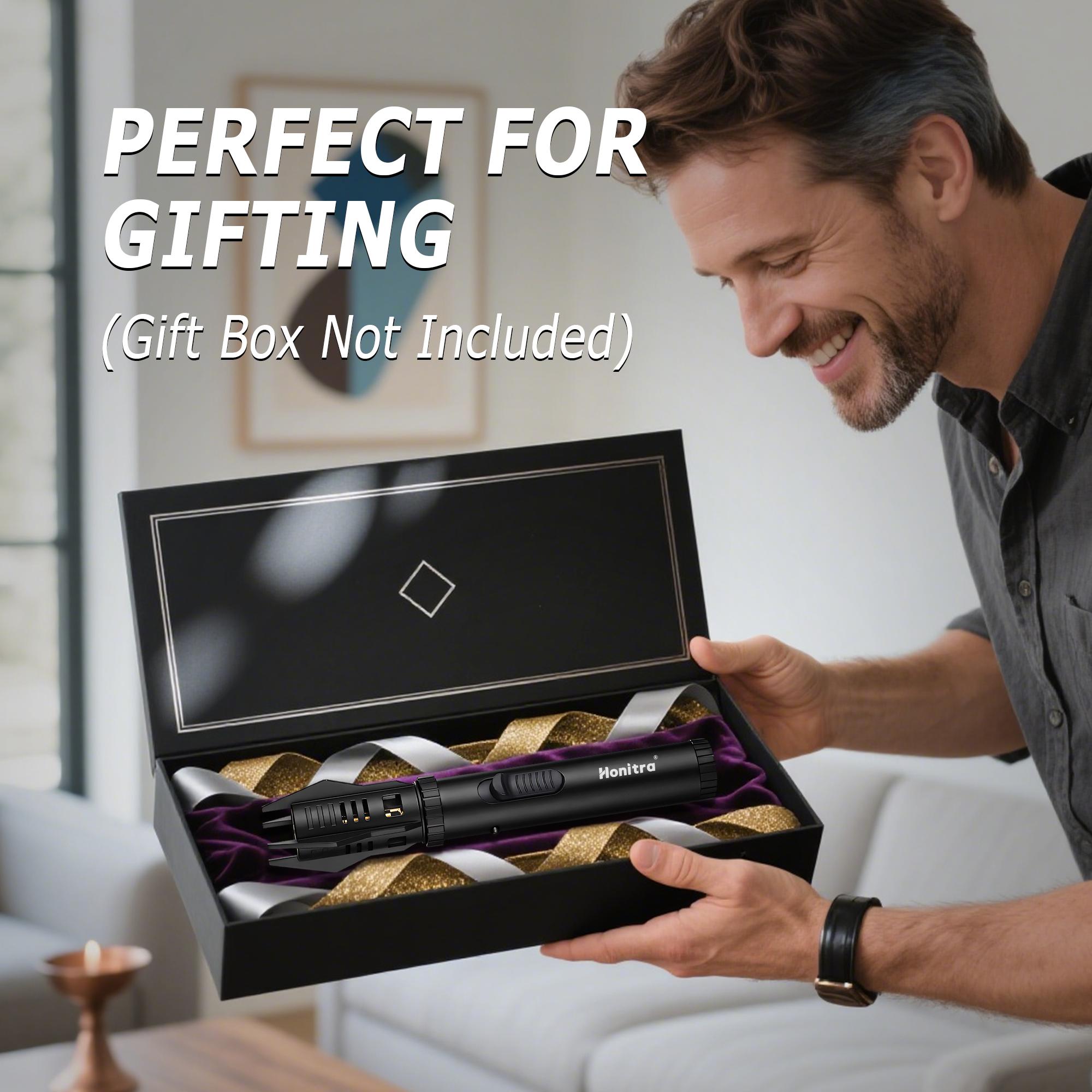 Butane Lighters Adjustable Jet Flame Torch Lighters Windproof 8" Portable Lighter Candle Campfires BBQs Kitchen (Butane Not Included) Black Decor Gift Lightweight Metal