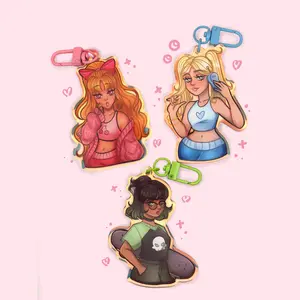 Powerpuff Girls Rainbow Acrylic Keychains