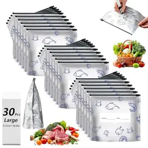 30-Pack Ultimate Light-Proof Food Storage Bags | Reusable Stand-Up Foil Pouches for Meal Prep Aluminium Organiser