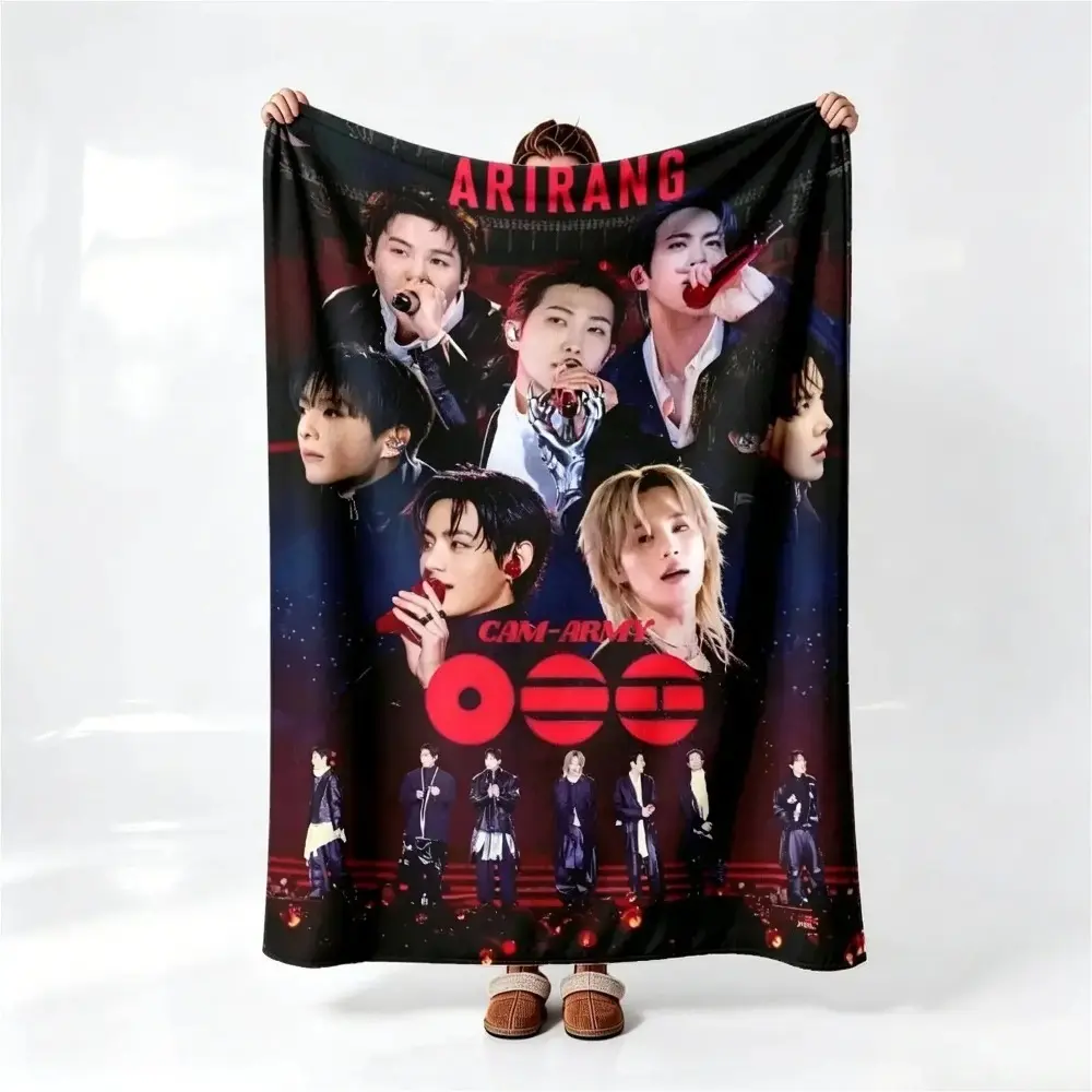 Arirang Cam-Army Flannel Weave Blanket - Soft, Lightweight, Wrinkle Resistant All-Season Throw for Adults, Christmas Gift for Home/Travel Use on Bed, Sofa