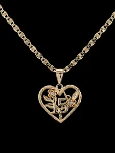 New 15th birthday pendant in gold-plated steel with a beautiful and fine 18 or 24 inch chain