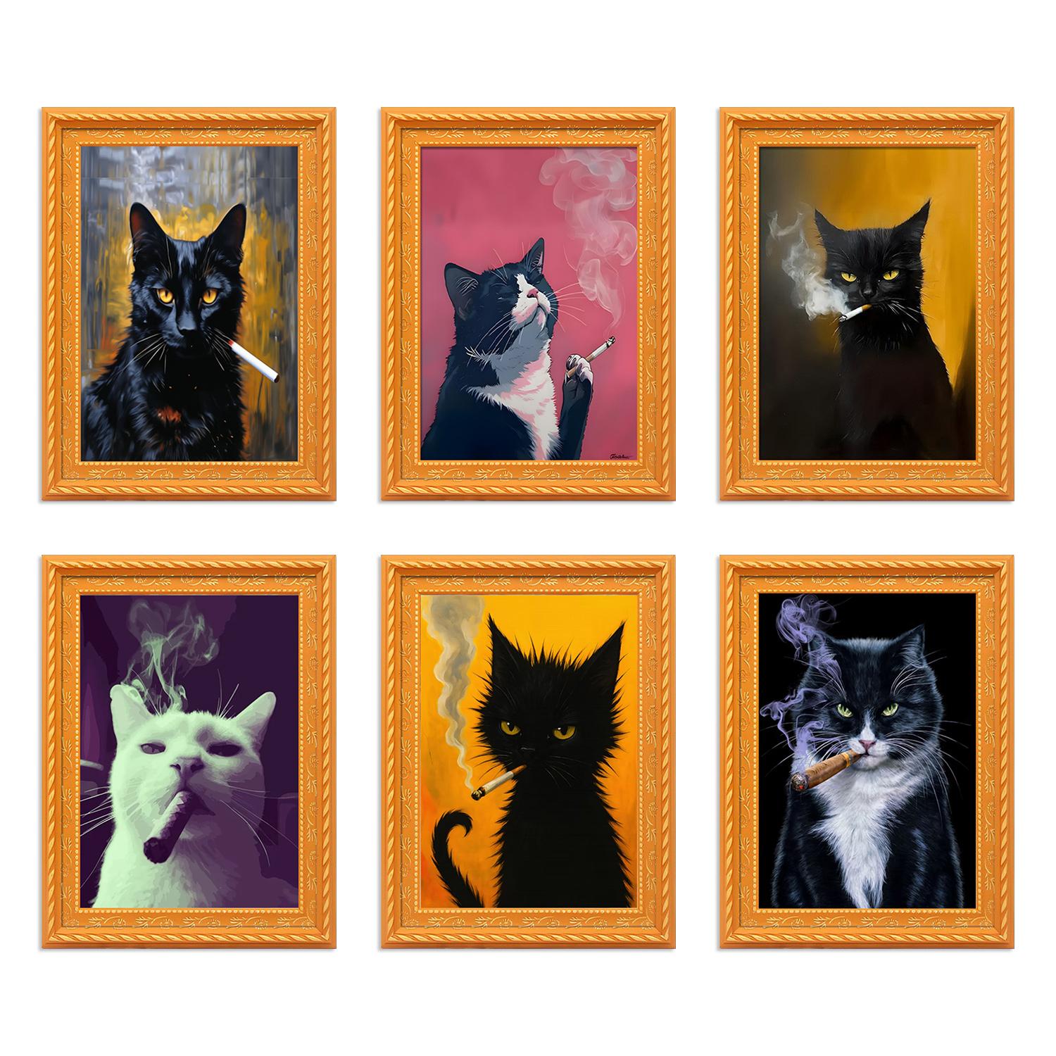 Cute Cat Refrigerator Magnets, Adorable Black & White Cat Design, Funny Wooden Rebellious Cat Smoking Art Print Fridge Magnets, Strong Magnets Refrigerator for Home Kitchen Office Decor Cute Cat Refrigerator Magnets, Adorable Black & White Cat Design, Funny Wooden Rebellious Cat Smoking Art Print Fridge Magnets, Strong Magnets Refrigerator for Home Kitchen Office Decor