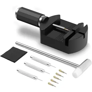 Watch Link Removal Tool Kit for Watch Band Adjustment, Professional Watch Band Resizing Tool Set with Pin Remover, Spring Bar Tool, Repair Hammer and Punches for Bracelet Strap Sizing, Watch Repair Kit for Home Use