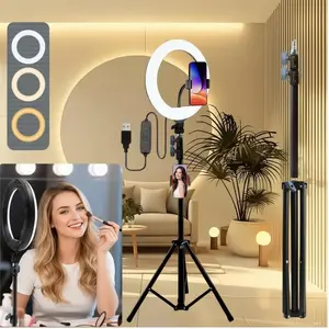 10" Ring Light with Tripod Stand and Phone Holder (145 cm / 57") – Dimmable LED Ring Light for TikTok, YouTube, Photography, Makeup, Live Streaming, March Madness, Spring Break, World Cup