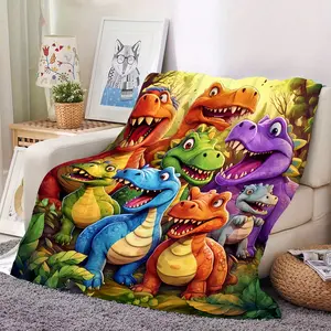 Aura Blankets Funny face dinosaur 3D print blanket tapestry comfortable warm blanket lightweight fabric fast shipping washable