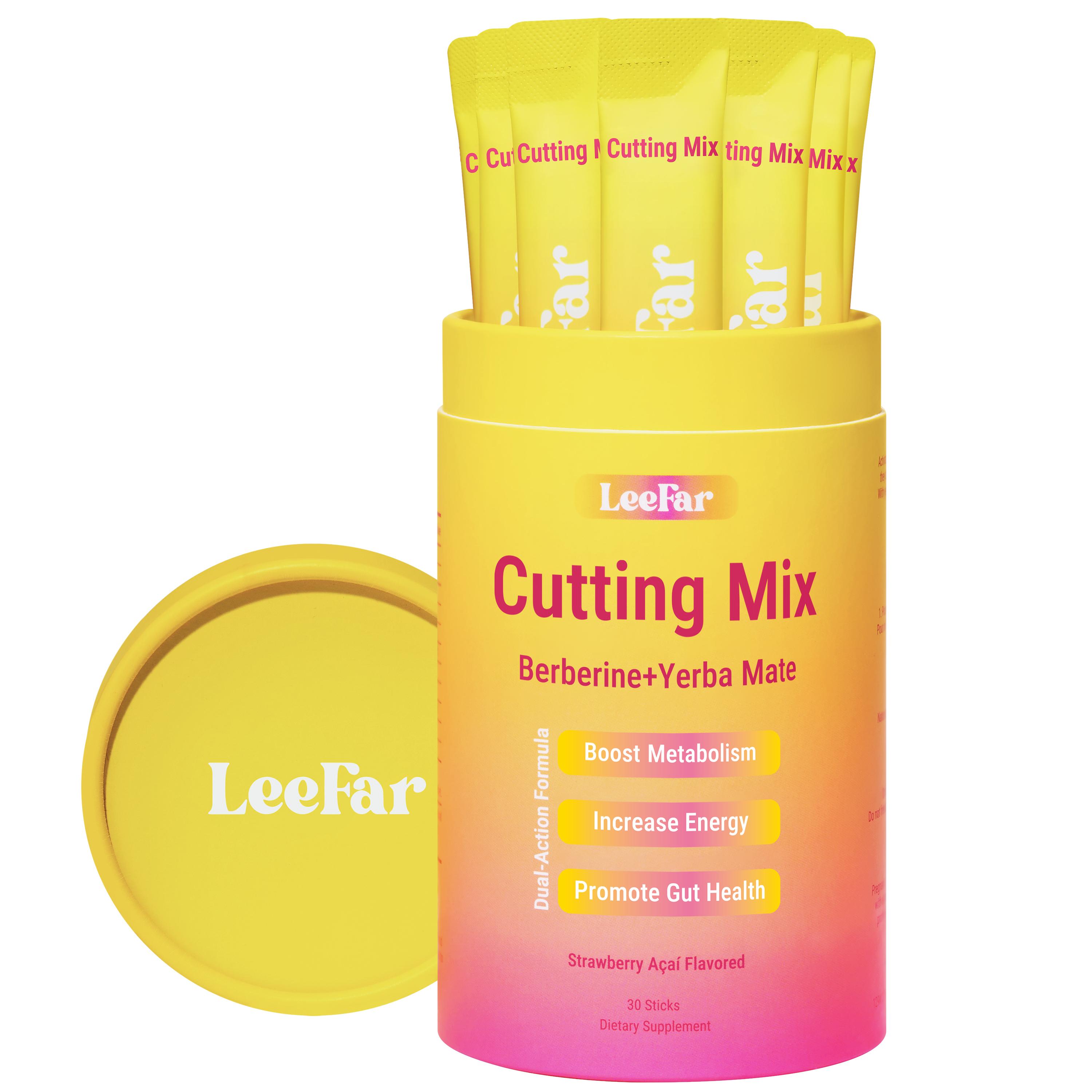 LeeFar Cutting Drink Mix &ndash; Berberine, Chromium, 5-HTP, Yerba Mate & Magnesium | Strawberry A&ccedil;a&iacute; Flavor &ndash; 30 Servings