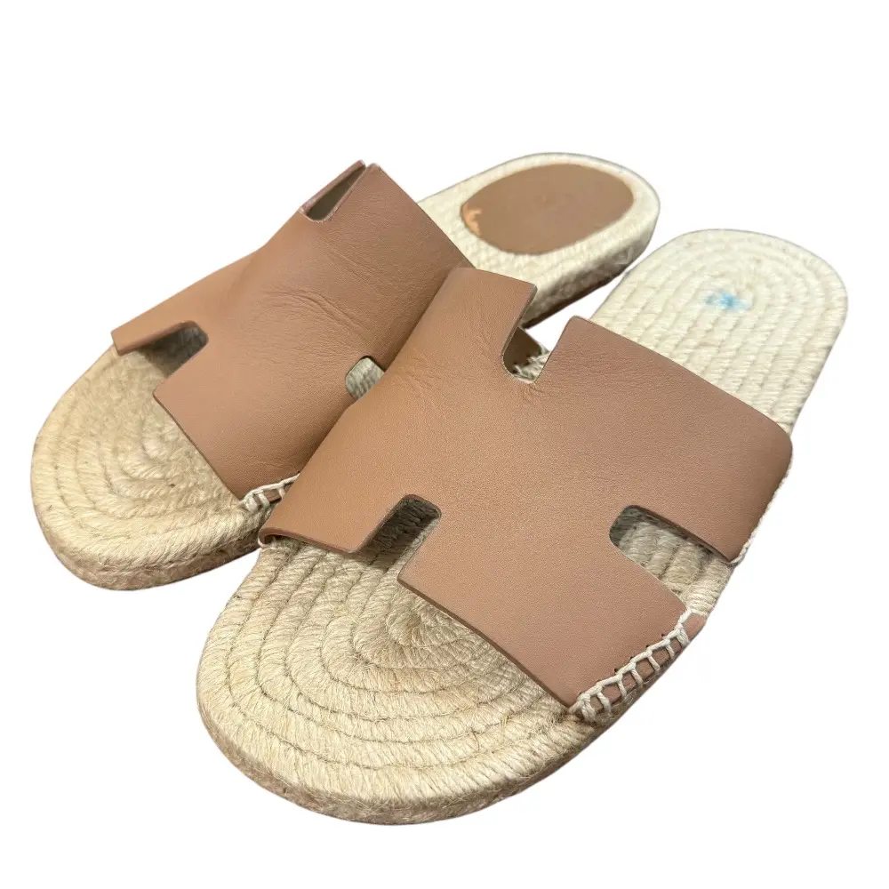 Pre-owned HERMÈS Others Small Leather Goods Hermes Espadrille Antigua Leather Sandals