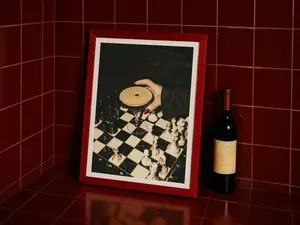 [Sale off up to 50%] [Free ship] [No Frame] Surreal Espresso Martini & Chess Print – Dark Elegant Bar Wall Decor, Cocktail and Chessboard Art, Moody Bar Wall Poster