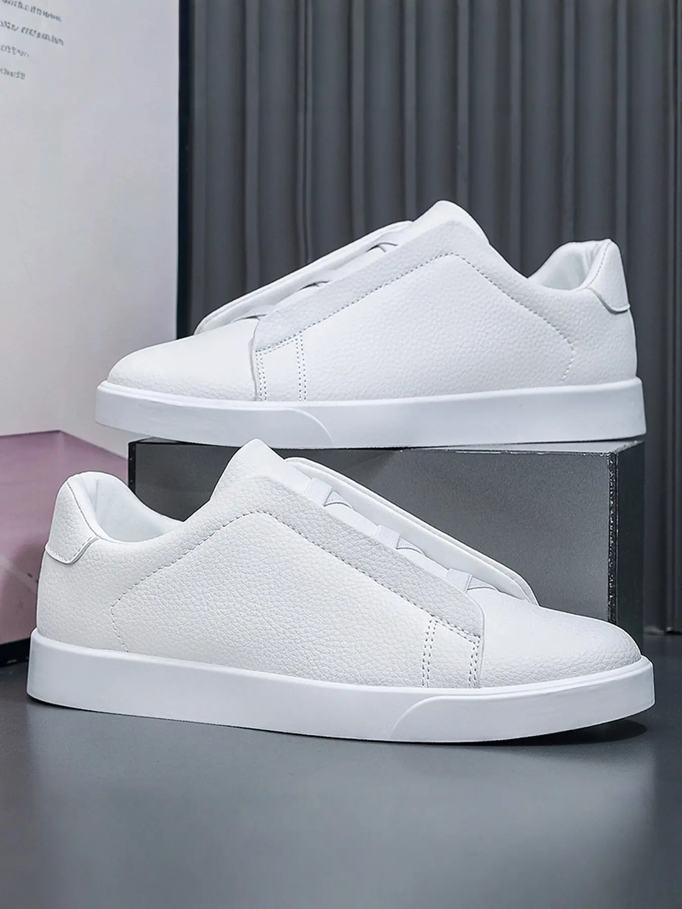 Men's Comfortable Casual Sporty Walking Shoes, Walking Everyday Shoe, Plain PU Leather, Rubber Sole, All Seasons, Versatile Business Daily Wear, Office Walking Shoes