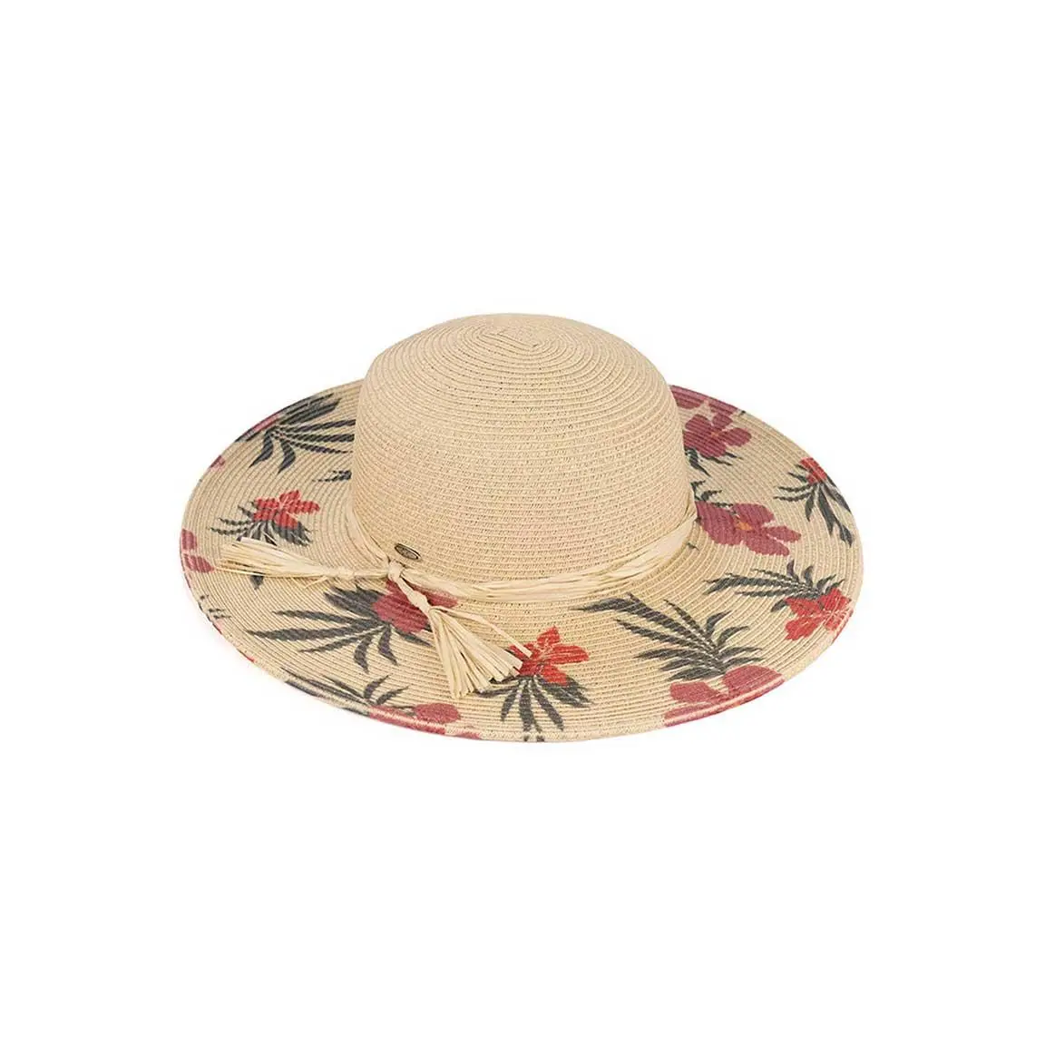 C.C Tropical Floral Wide Brim Straw Hat