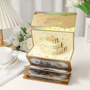 DIY Cash Envelope Greeting Card, 3D Gold Foil Foldable Design, Creative Birthday Money Gift Card, Perfect Holiday & Party Gift for Boys and Girls