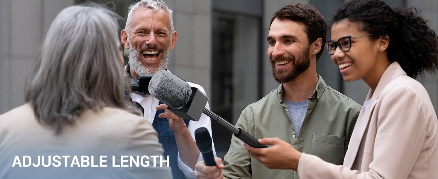 TP40 Adjustable Wireless Mic Handle Compatible with DJI RODE Hollyland All Lavalier Mic Stand Channel Flag Box Rubber Grip Wind Muff for Reports244