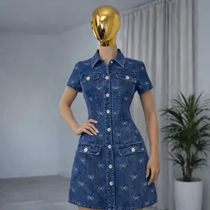 Denim dress with bows Dress