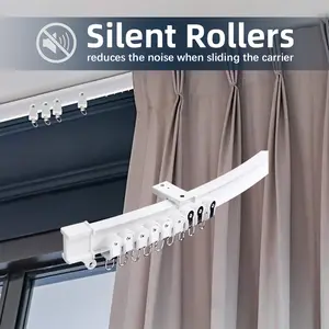 Curtain Track Set Home Ceiling 5m Top Mount Bendable Window Rod Track Suitable for Straight Curve Curtains Home Decor