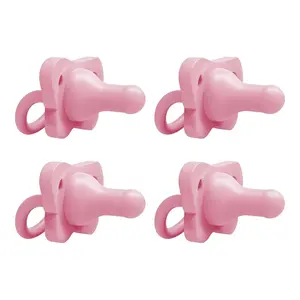 4 Pack Silicone Baby Pacifier, Contoured One-Piece Design, Blue, 0-6m