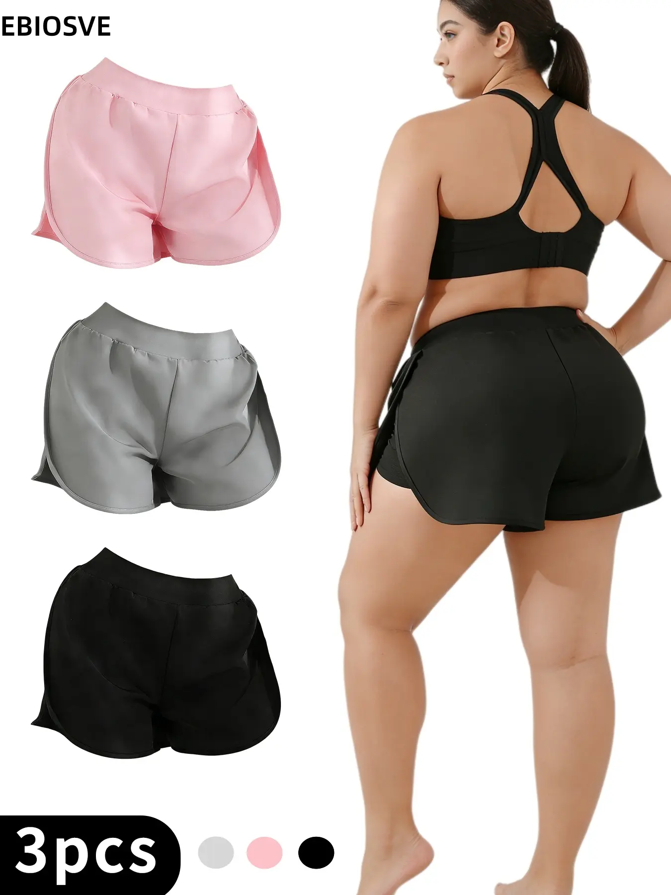 3pcs Women's Plus Size High Waist Culottes - Convertible Skirt-Pants with Memory Elastic Waist, Wide-Looking Hidden Pockets - Summer Office, Date, Weekend Wear,  for Running And Yoga Fitness, High-Elasticity Tennis Skorts, Plus-Size Activewear for Women s