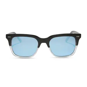 MR. FANTASTIC™ - RETRO BLACK TO CLEAR GRADIENT + QUANTUM BLUE MIRROR + POLARIZED SUNGLASSES