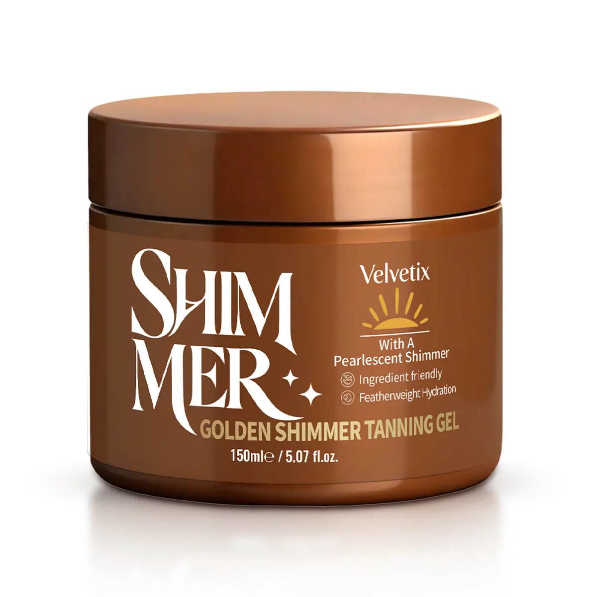 Velvetix Golden Shimmer Tanning Gel | Instant Sun-Kissed Glow  + Bronzing Effect | Hydrating Body Gel with Carrot & Coconut | Non-Greasy Body Glow#Summervibes