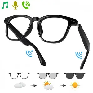 Bluetooth Smart Sunglasses with Automatic Color Adjustment Wireless Connection for Music Calls Unisex Design 75mah Battery