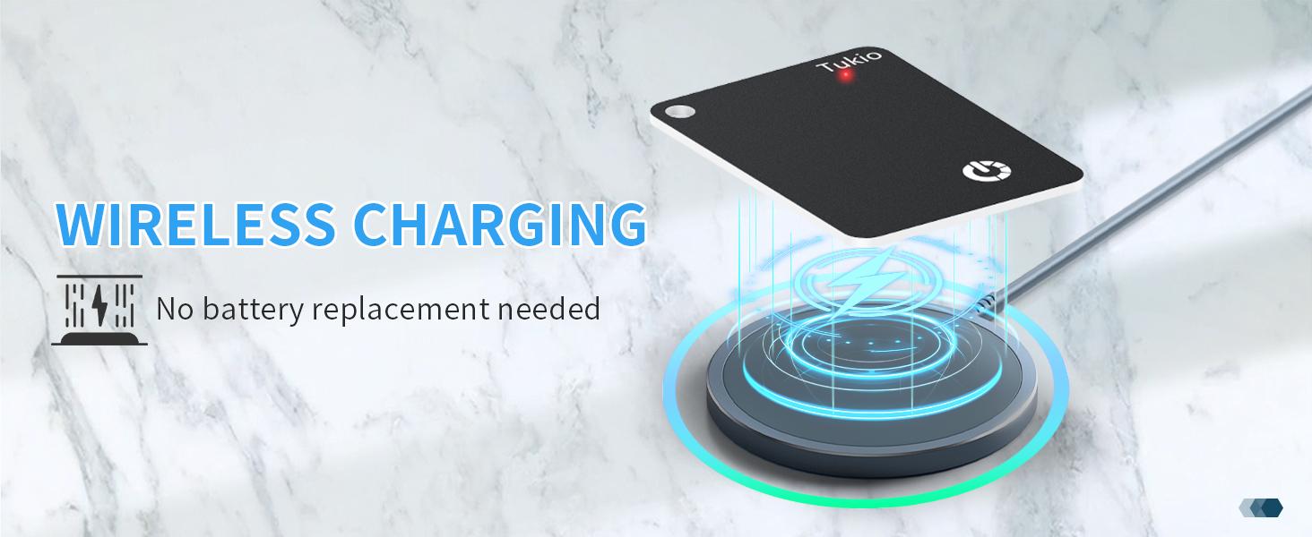 [Spring Deals] Tukio Wallet Tracker Card, Wireless Charging Wallet Locator, Smart Tracker for Wallet(iOS Only), Wireless Positioning Tracker, Luggage, Phone, Passport & Other Items Tracking