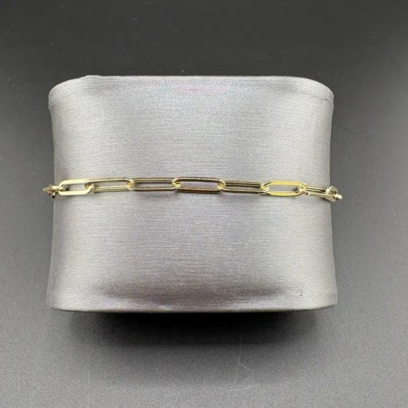 Gold 14k Bracelet Size 7 Paperclip Design for Everyday Wear Classic and Stylish Jewelry