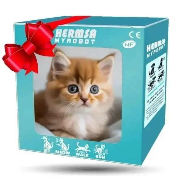Realistic Walking & Meowing Robotic Kitten - Interactive Electronic Toy Cat in Ready-Made Gift Box, Perfect Companion for Kids (Festive & Party Gift, Home Supplies)