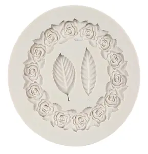 Rose Wreath Frame with Leaves Silicone Mold