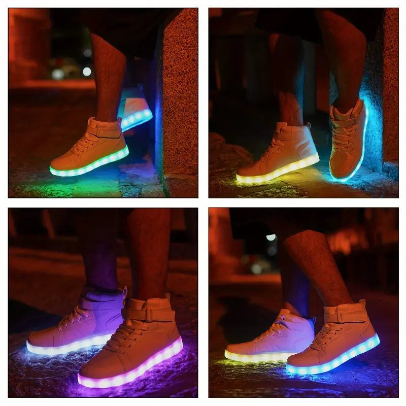 Led Light Up Shoes High Top Sneakers For Women Men Hip Hop Dancing Halloween Christmas Party USB Charging Footwear Athletic Flexible Durable Classy Breathable Cushion Essential On Modern Walking Trendy Slip stylish