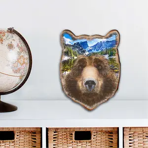 Designocracy 8198214-4M 12 x 9 in. Bear Face Wildlife Outdoor Decor Large Ornaments