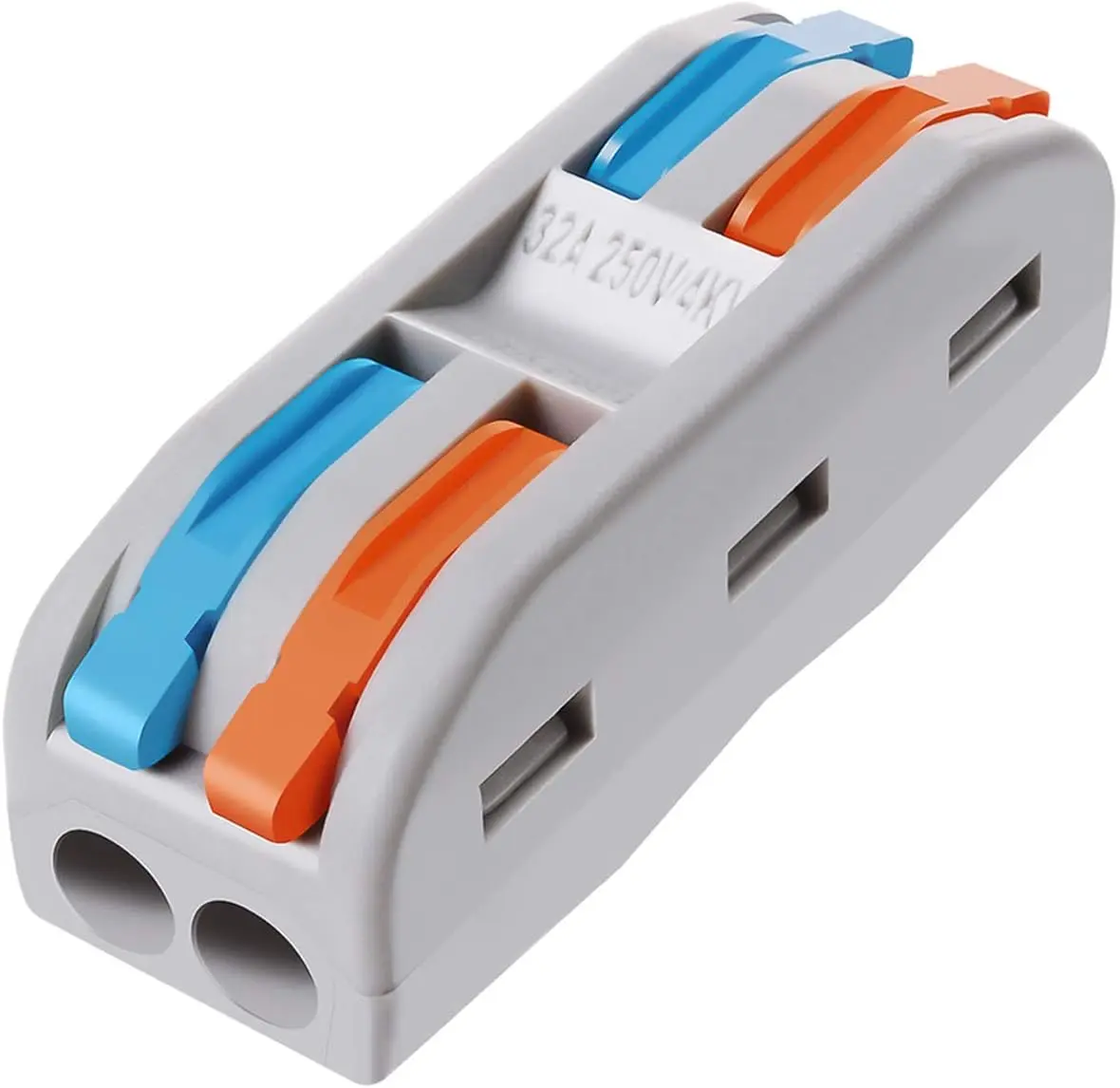 10 PCS Lever Wire Quick Connectors - 250V (2 in, 2 out), 32A Compact Electrical Terminal Plug Kit, Tool-Free Push-In, Aging-Resistant, Corrosion-Resistant, Secure Reusable for Home Improvement DIY Wiring