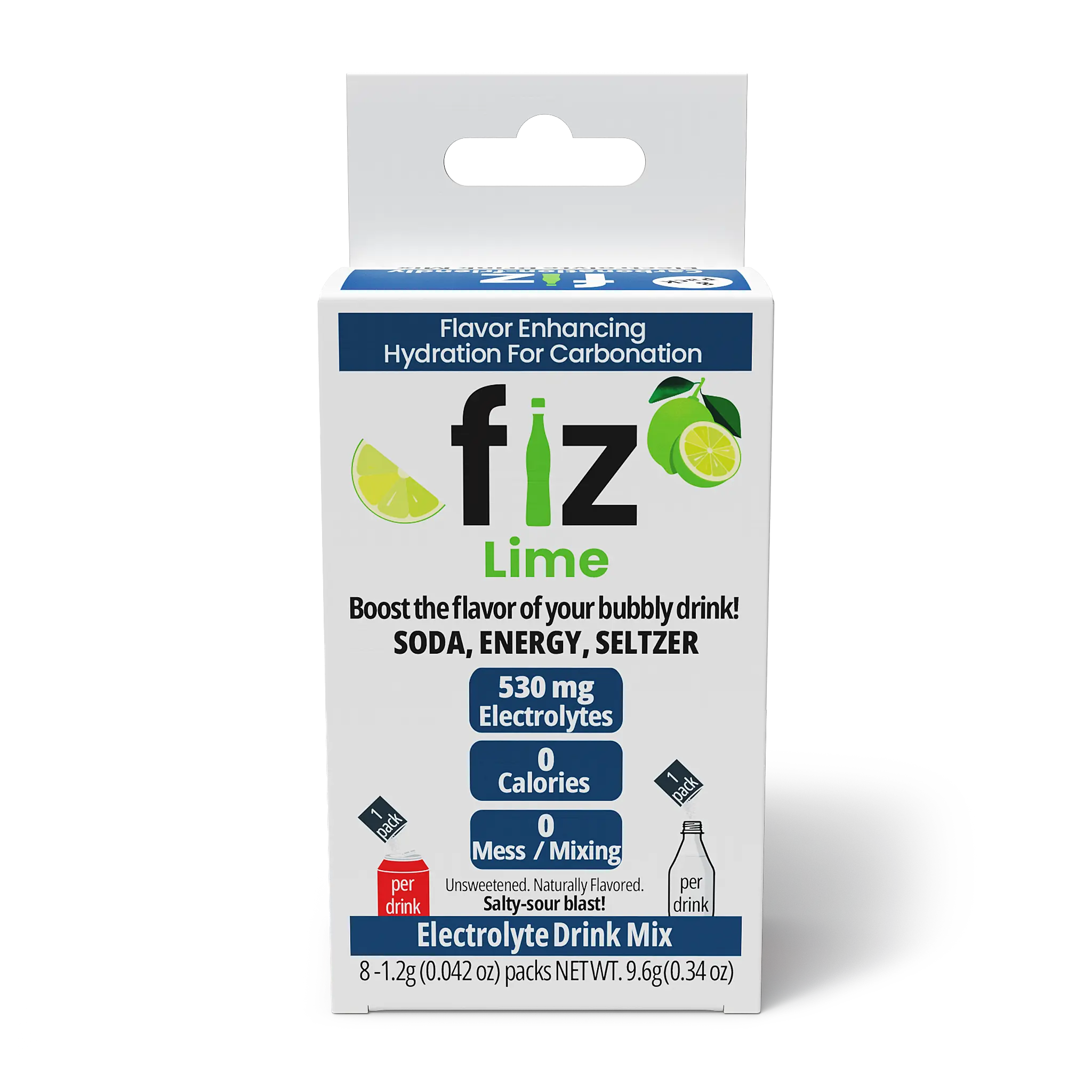 Lime - 8 Pack Electrolyte Drink Mix, flavor enhancing, for carbonated beverages