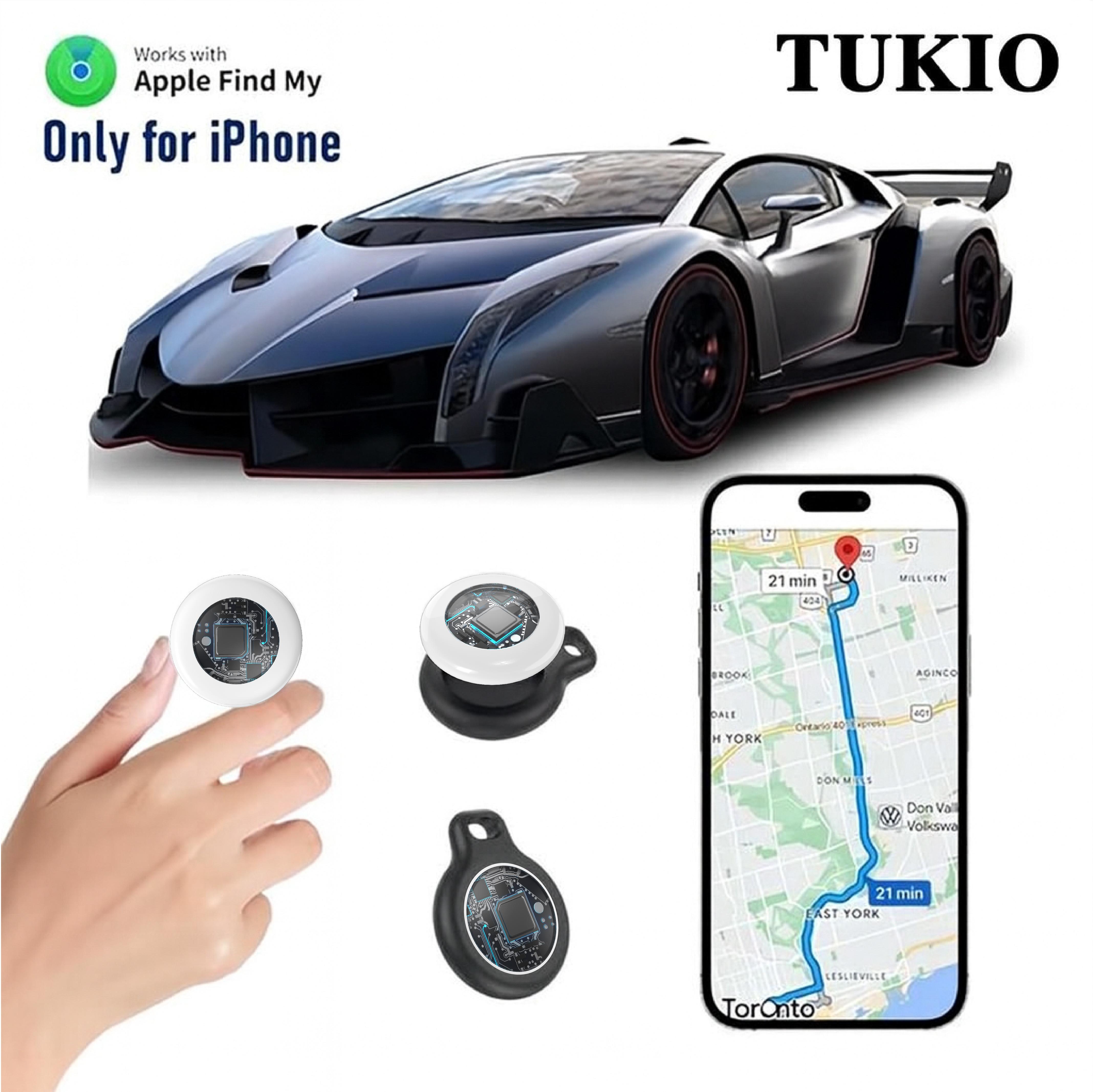 [Spring Deals] Tukio Tx02 GPS Tracker (iOS Only) for Cars & Pets - Mini Clear Design, Weatherproof Case, Anti-Lost Device, Works with Apple Find My (iOS Only), No Monthly Fees, IP67 Waterproof, Replaceable Battery Remote