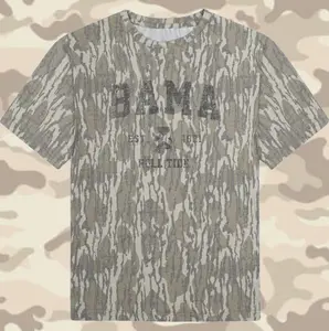 BAMA Letter Graphic Tee | Mossy Oak Original Bottomland Camo Shirt | Vintage Washed Out Short Sleeve Alabama Fan Tee