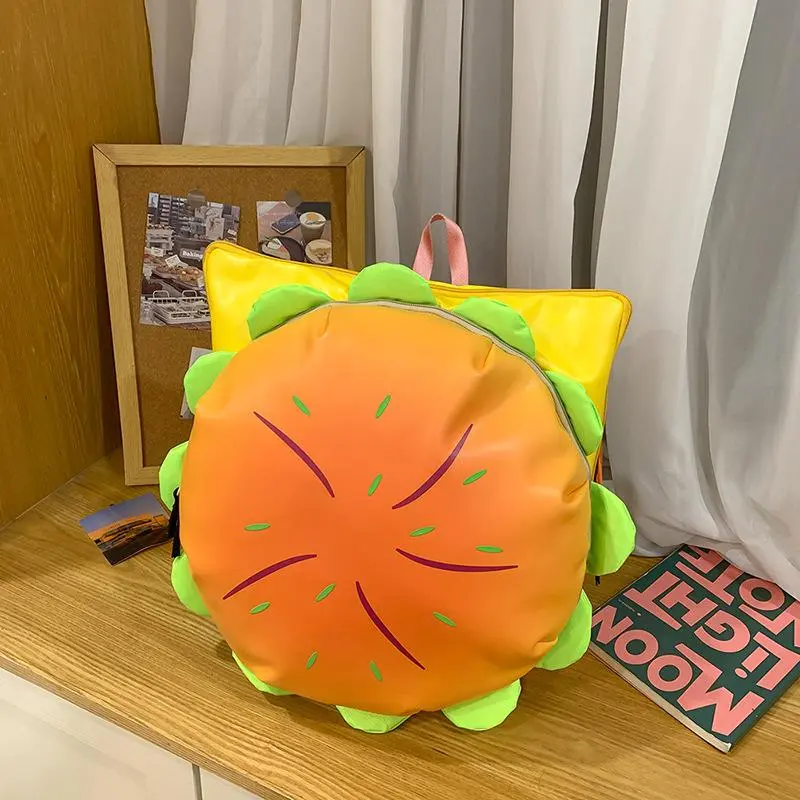2026 Summer New Cute Cartoon Hamburger Backpack for Women, Large Capacity Funny High-Appearance Casual Shoulder Backpack