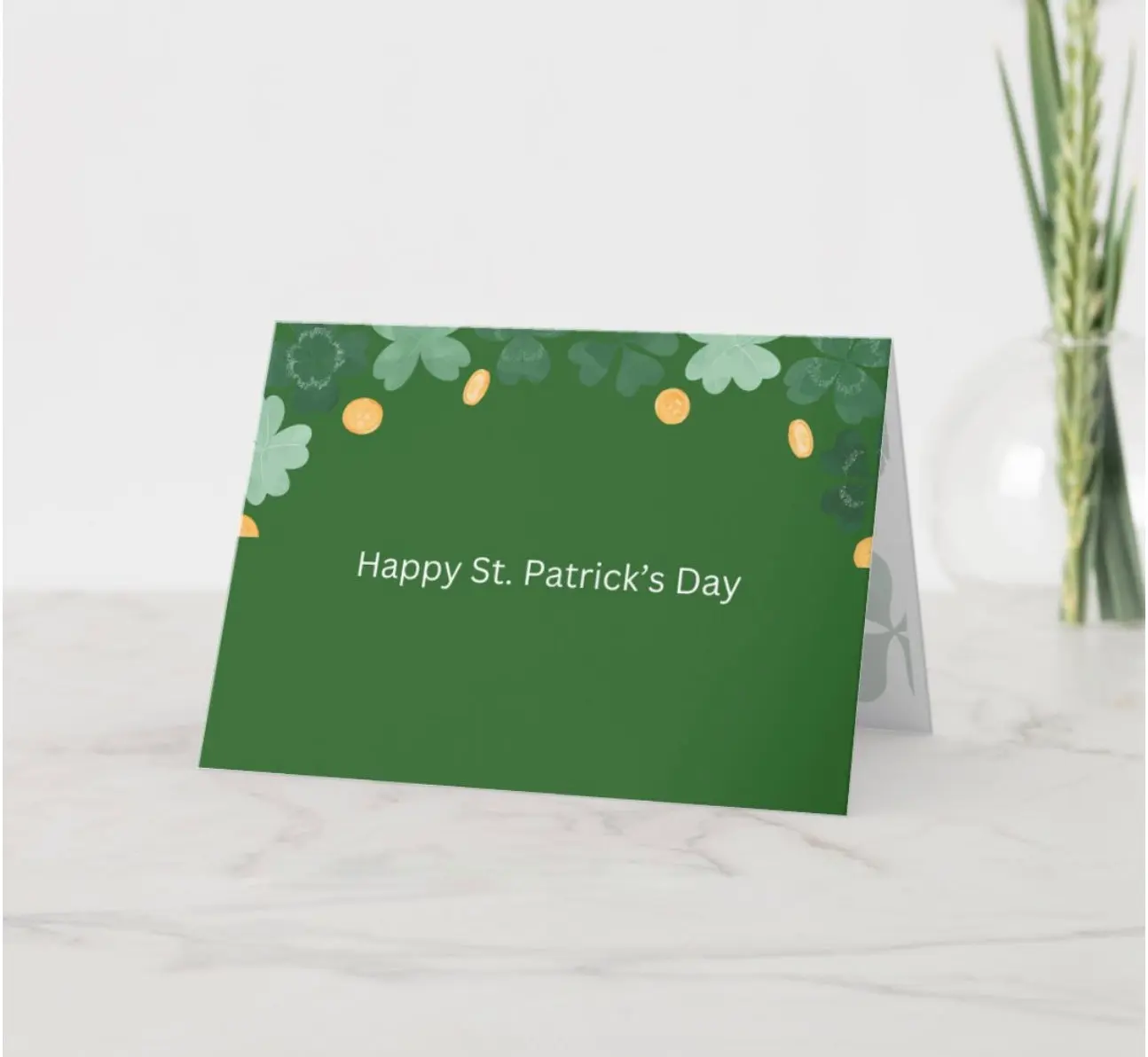 St. Patrick's Day Custom Message Greeting Card on Cardstock Paper