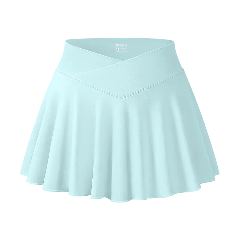 OYV Women's Mini Skirt Flowy Sexy Basic Stretchy Cross Over Flared Casual Skirt