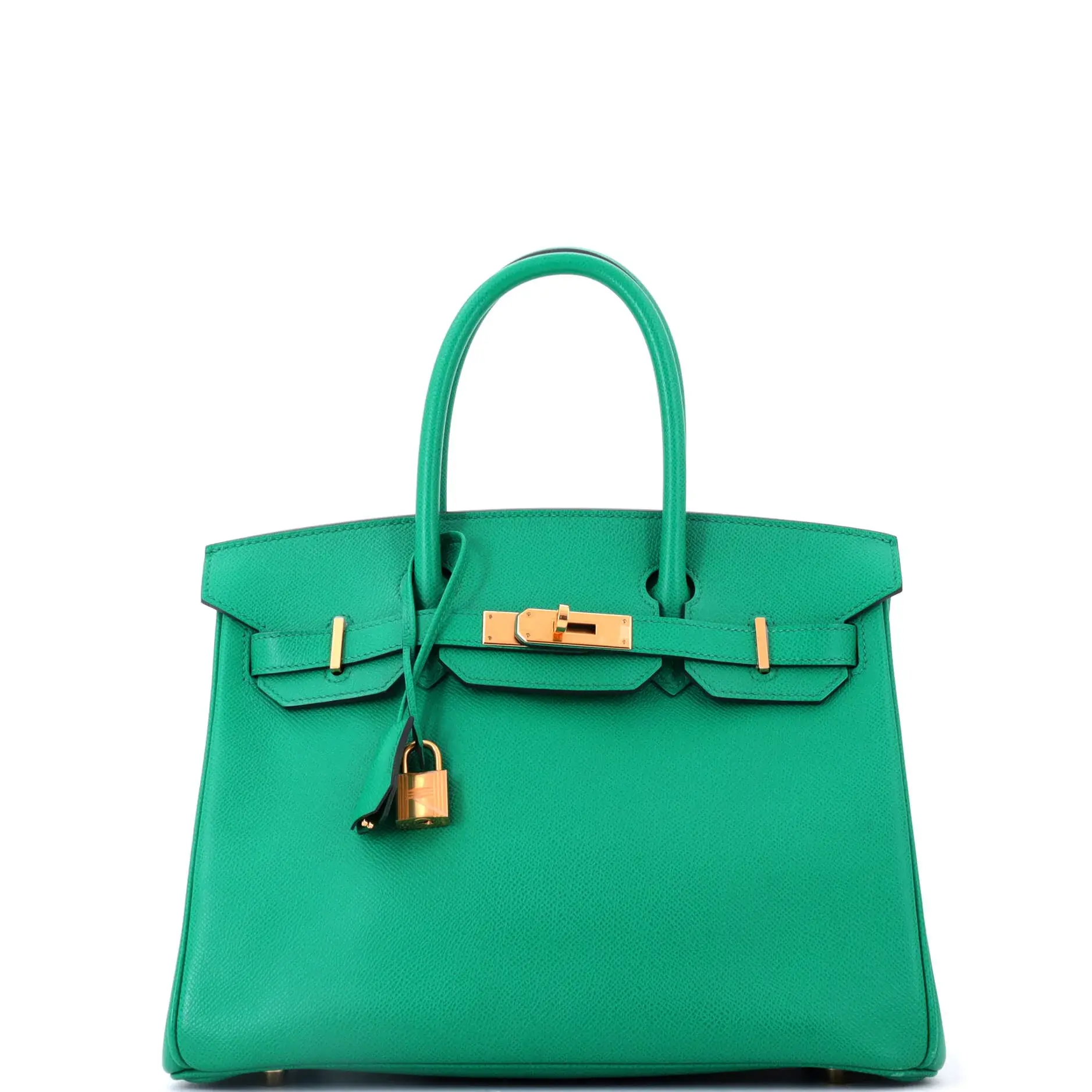 Pre-owned HERMÈS Leather Tote Bags REBAG Hermes Birkin Handbag Vert Jade Epsom with Gold Hardware 30 by Rebag
