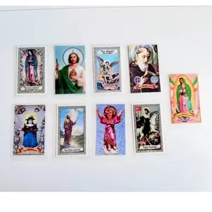 Religious Wallet-Size Spanish Prayer Cards - Blessed in Mexico, Featuring Virgen de Guadalupe, San Judas Tadeo, Divino Nino Jesus, San Miguel Arcangel, Santiago Apostol - Office Stationery Gift