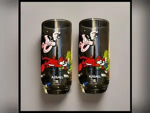 Retro 1980s Vintage Smurfs Glass, Gargamel & Azrael Cartoon Collectible Kitchenware Drinkware