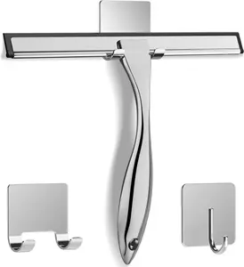 All-Purpose Stainless Steel Shower Squeegee   Bathroom Cleaner Tool Household Window Mirror Squeegee , Cleaning Tile Wall, Car, 10 Inch Silver