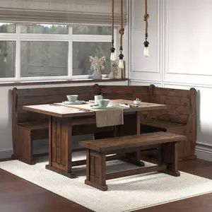 Corner Dining Set Harvest Walnut Distressed | Furniture Dash