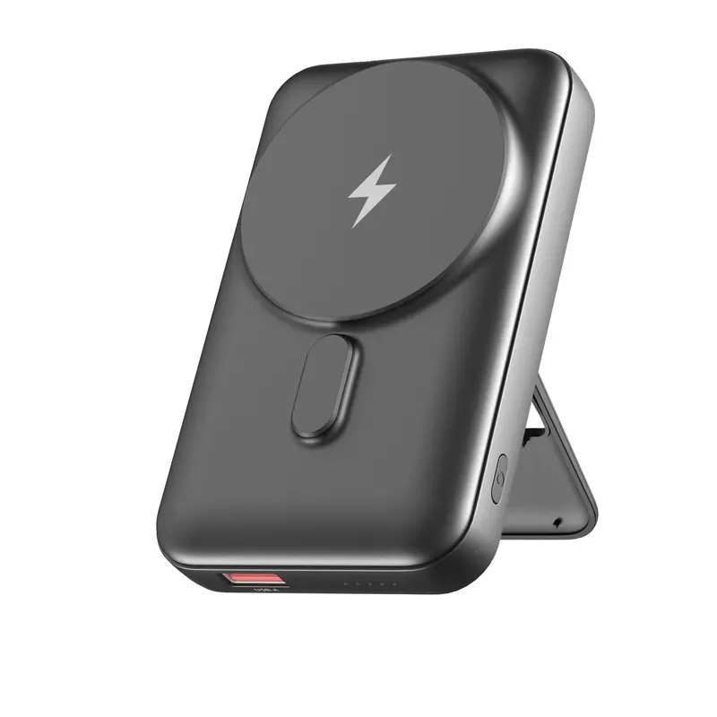 Magnetic Power Bank, 10,000mAh Wireless Portable Charger with 22.5W Max Fast Charging, Built-in USB-C and Lightning Cable, Fast Charging Battery Pack with Phone Stand for  iPhone 16/15/14/13/12/Pro/Pro Max