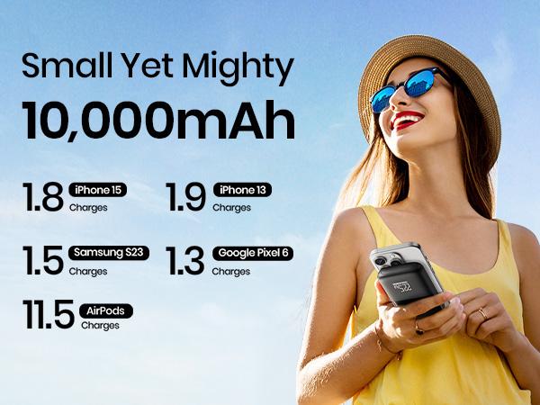 INIU Small 10000mAh Power Bank USB C In/Output 22.5W Fast Charging Portable Charger, 3-Output Mini Battery Pack Charger with Phone Holder for iPhone 17 16 15 14 13 12 Pro Samsung S25 S24 Google iPad Electronic Mobile Compact Travel Gadgets Smartphone